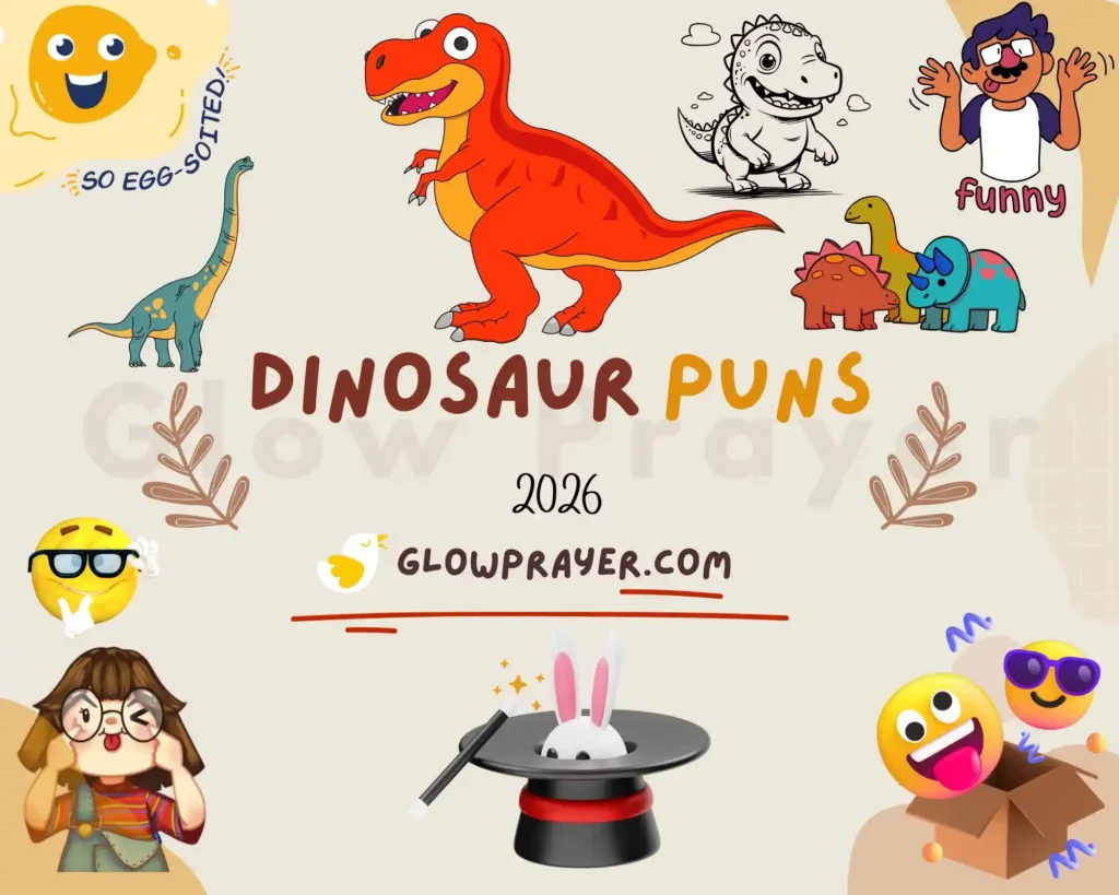 Dinosaur Puns for Kids, Adults, Captions, Parties & Valentine’s Day 💚  | GlowPrayer