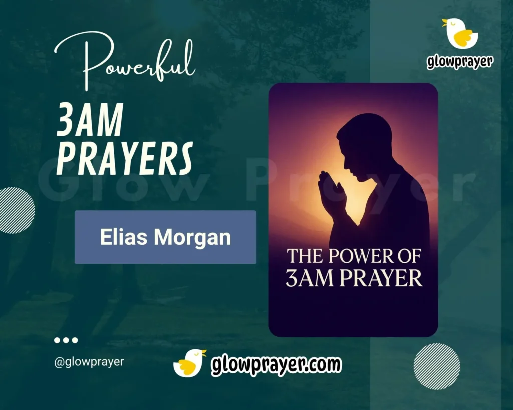 An open Bible beside folded hands at 3 AM with a glowing clock, symbolizing peaceful midnight prayer and faith.